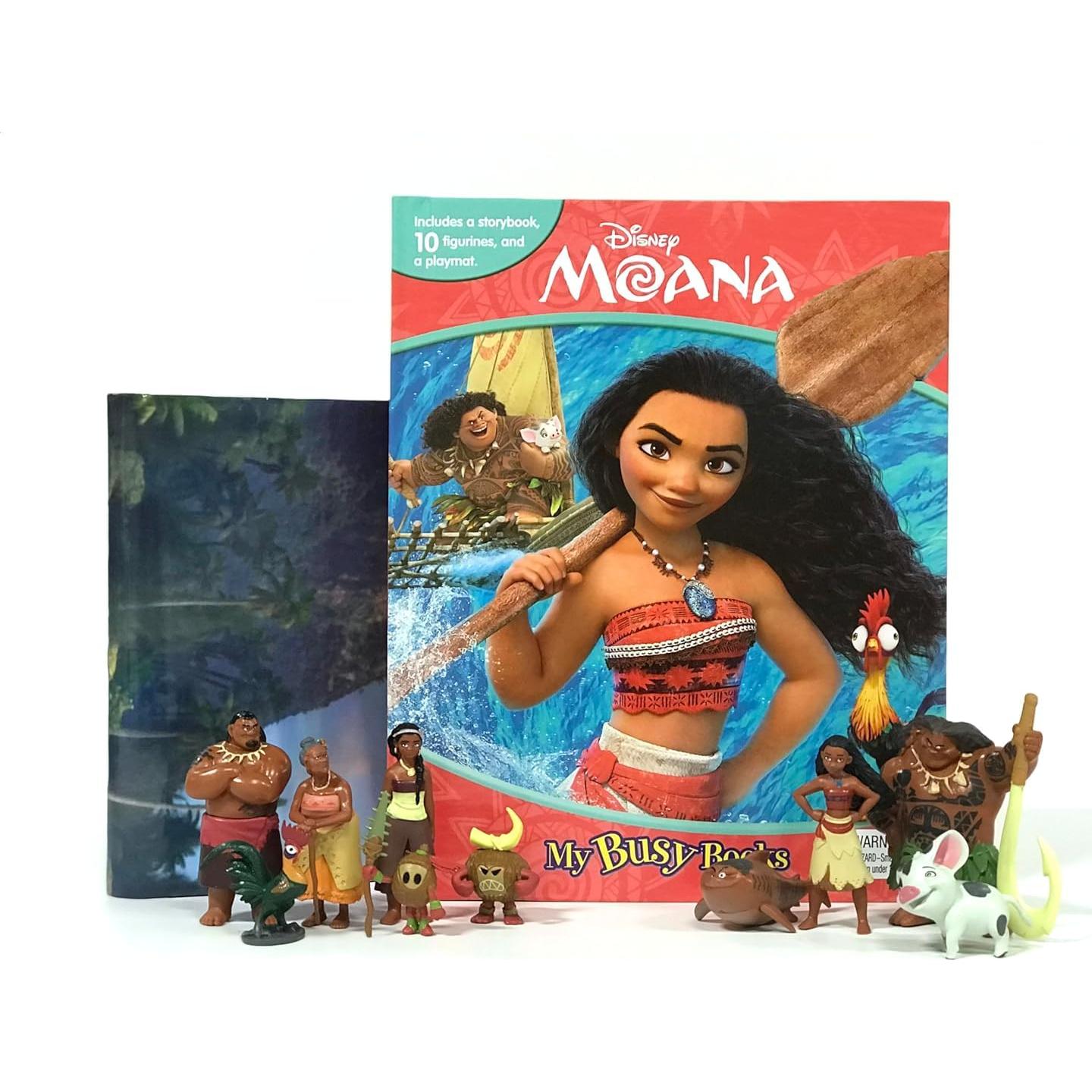 Disney Moana My Busy Books - Storybook, 10 figurines, playmat