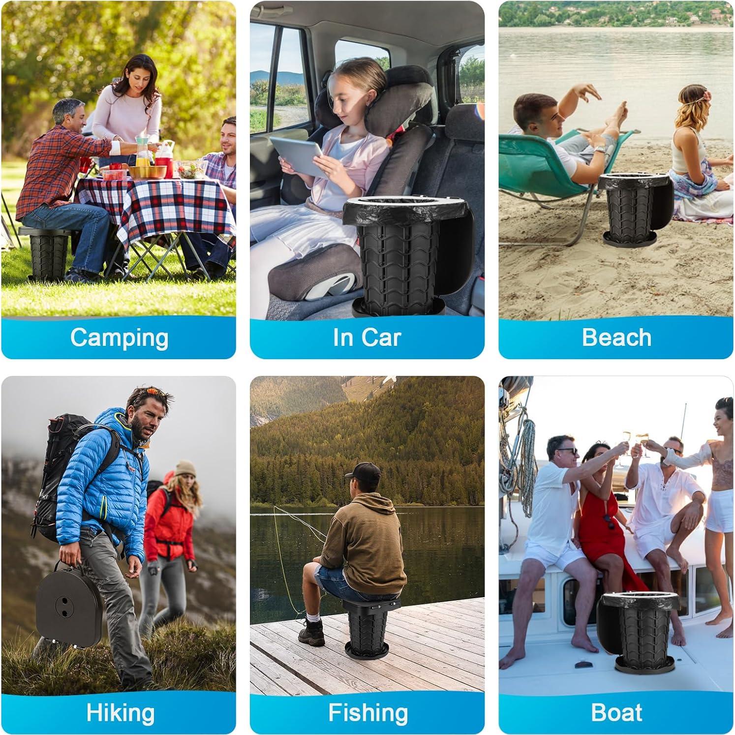 Inodoro Portátil Inodomio Camping Ajustable 7,6 a 34,5 cm