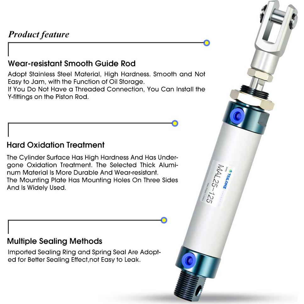 Cilindro de Aire TAILONZ 25mm Diámetro 125mm Carrera Doble