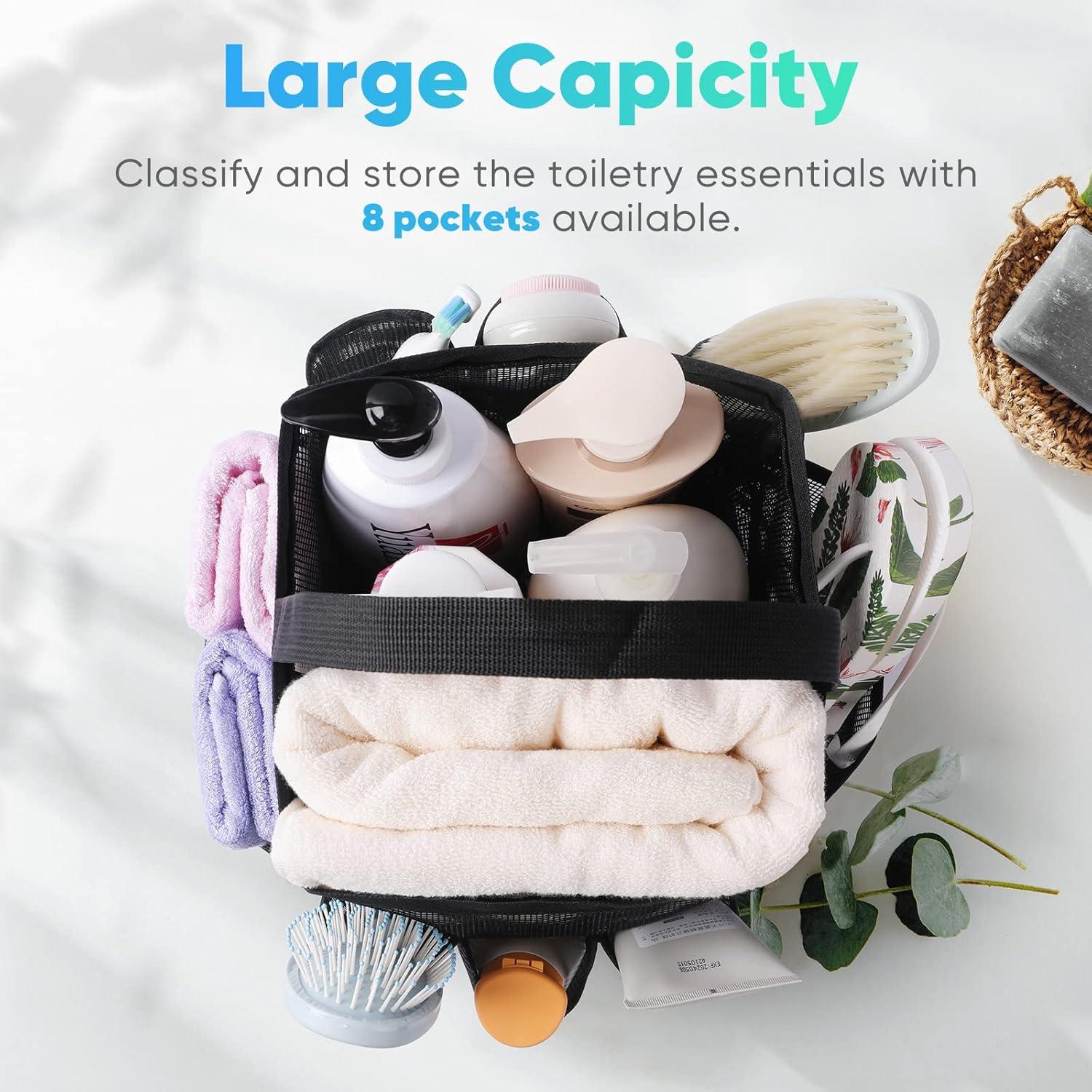 Caddy de Ducha Portátil EUDELE 8 Bolsillos Malla Negra