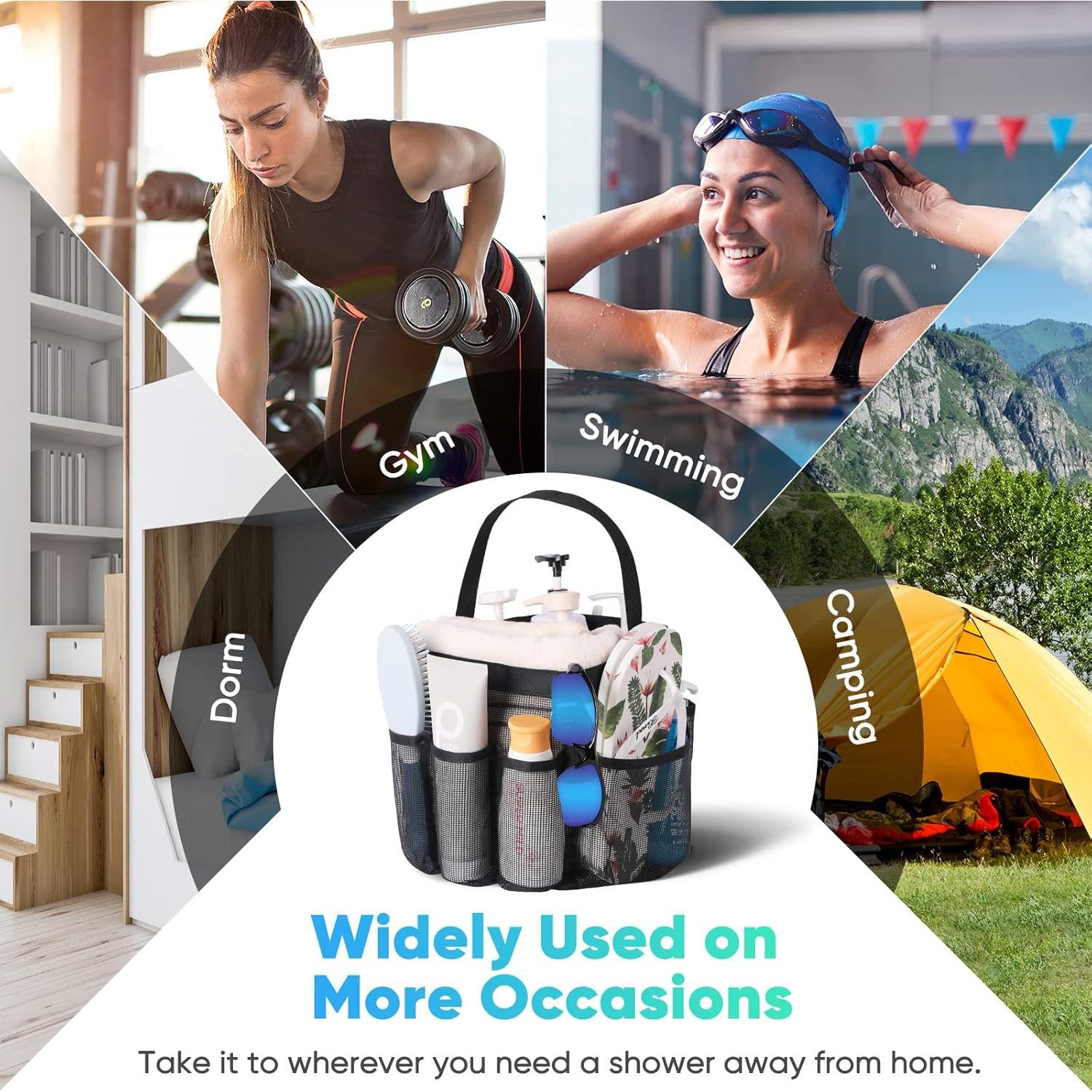 Caddy de Ducha Portátil EUDELE 8 Bolsillos Malla Negra