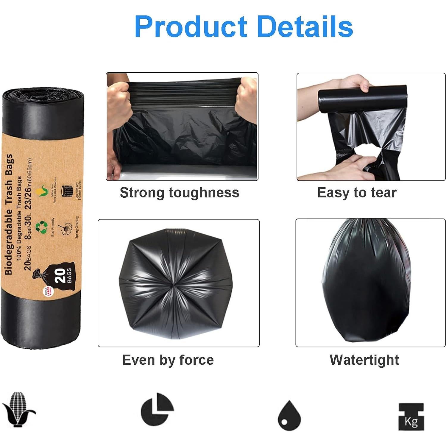 Bolsas Compostables TL-JIYPU 40 Unidades 30 Litros Camping