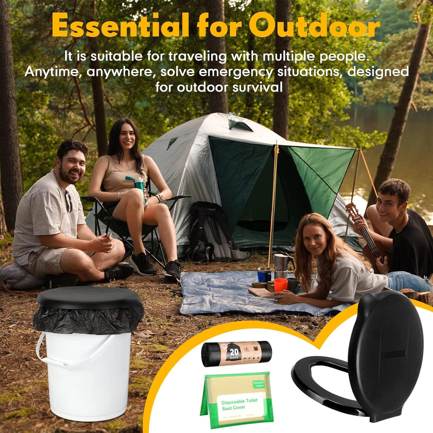 Asiento de inodoro portátil Glenmal para cubo de 19L con bolsas