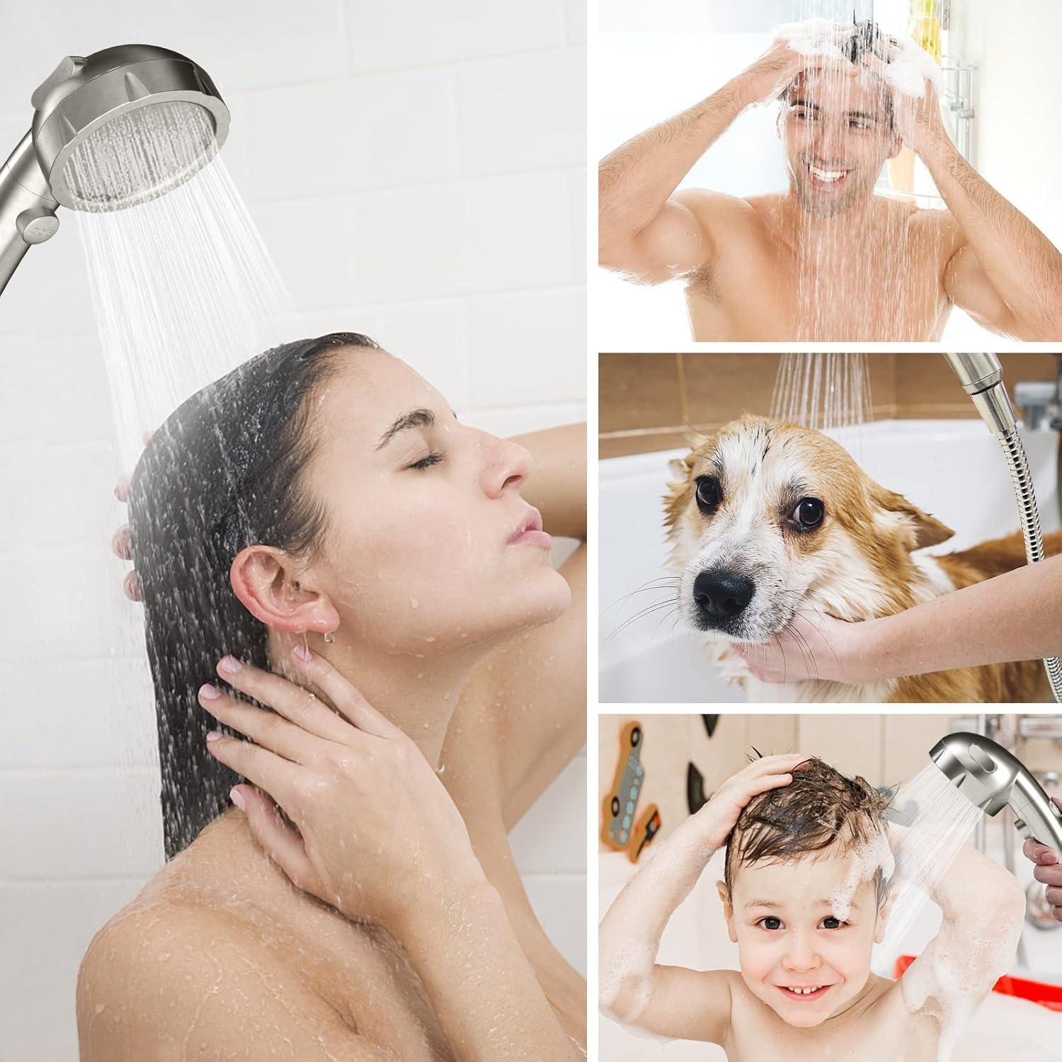 Cabezal de Ducha HANLIAN Alta Presión 3 Modos 150 cm Níquel