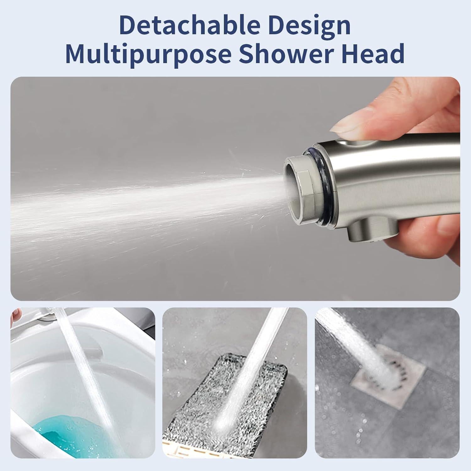 Cabezal de Ducha HANLIAN Alta Presión 3 Modos 150 cm Níquel