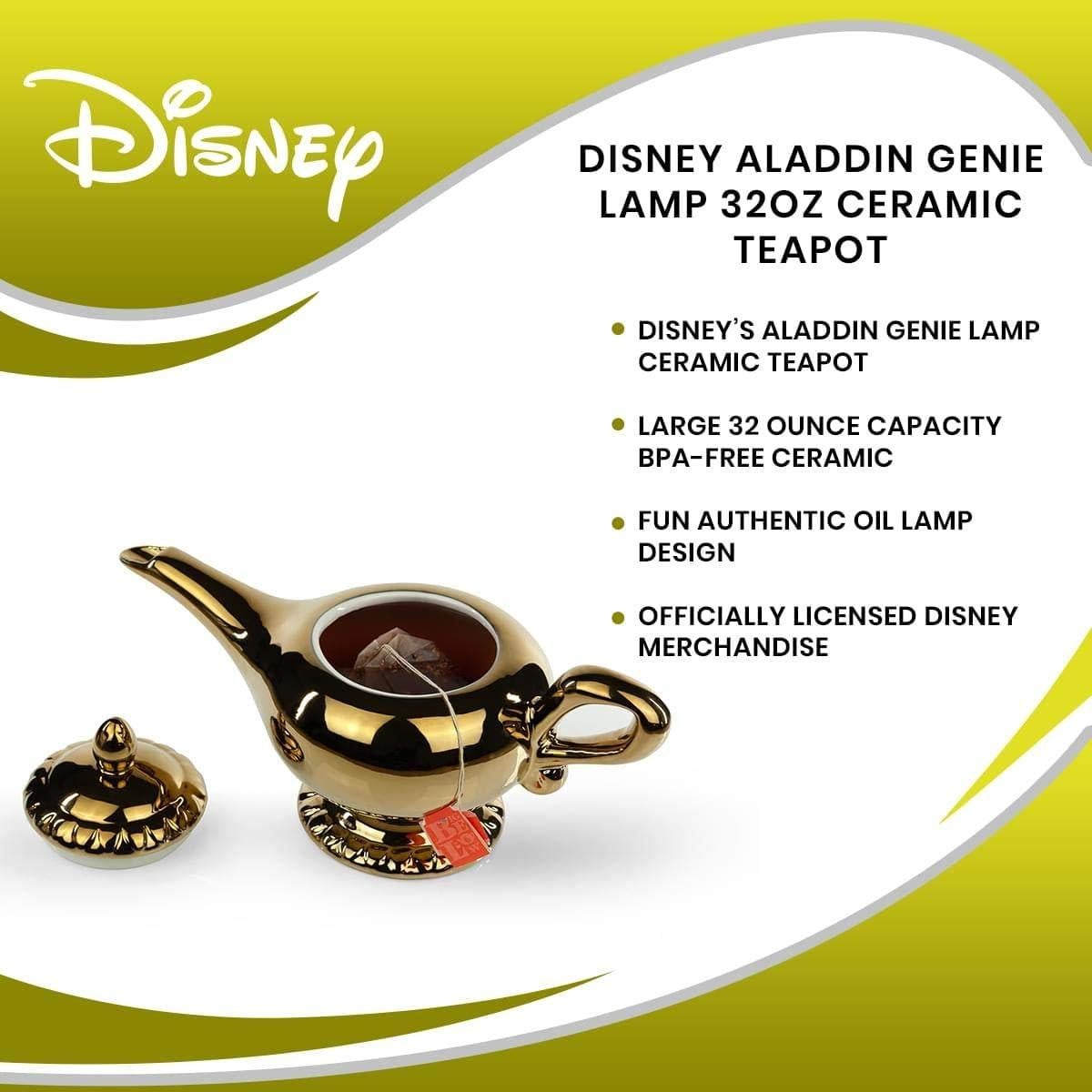Tetera Aladino Disney Cerámica Dorada 0,95L con Tapa