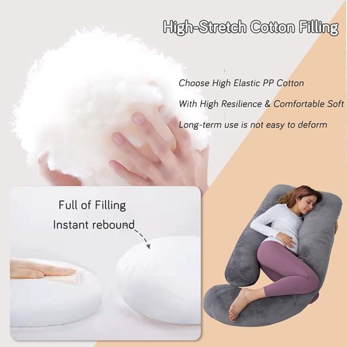 Almohada de Embarazo AMCATON 150 cm Terciopelo Gris