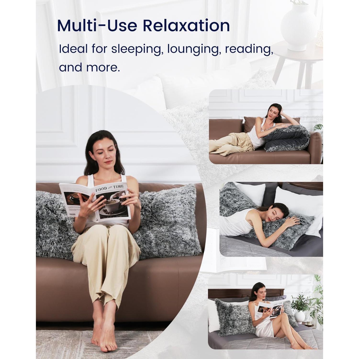 Almohada Corporal ZonLi Fluffy 50x137 cm Gris Ajustable