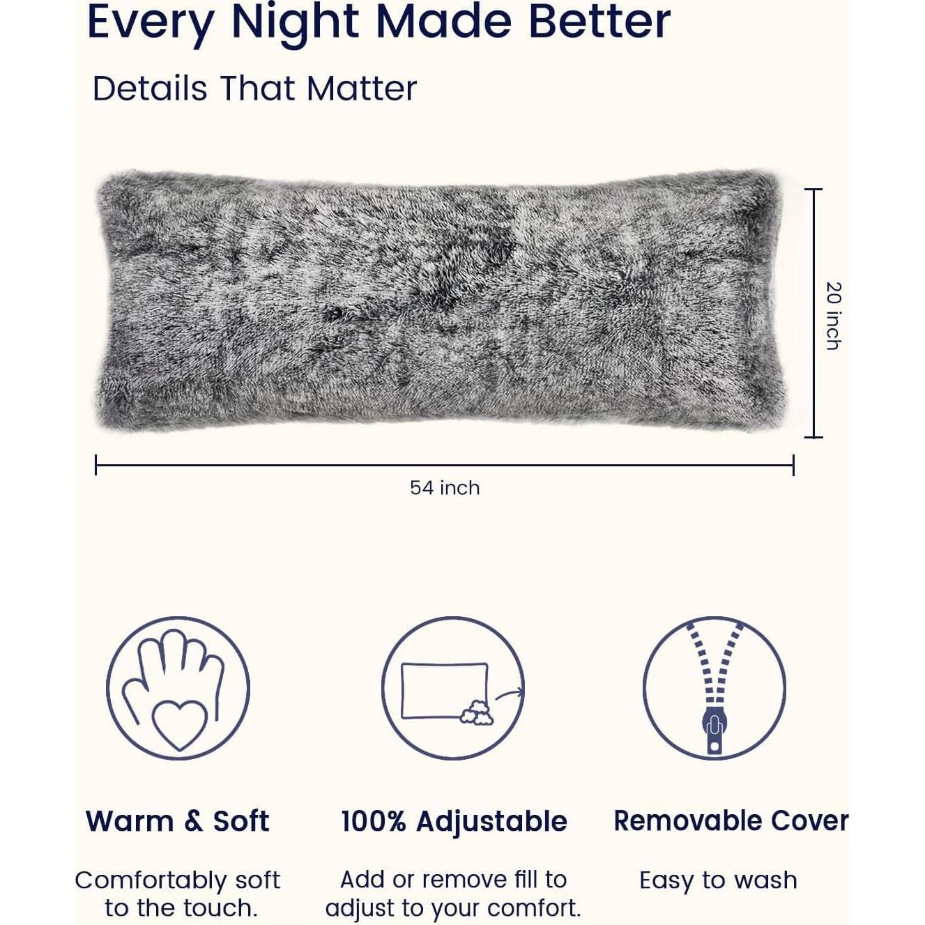 Almohada Corporal ZonLi Fluffy 50x137 cm Gris Ajustable