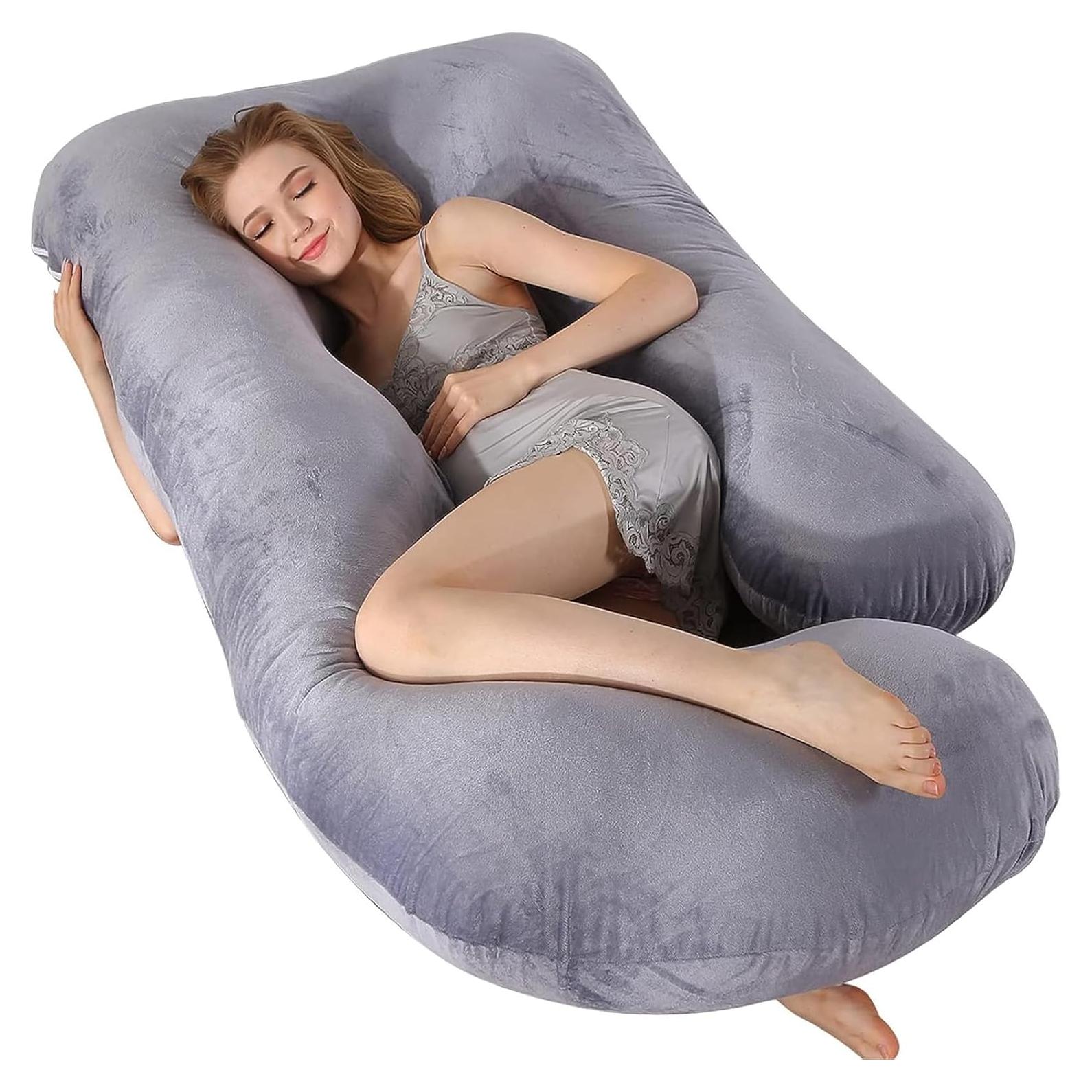 Almohada de Embarazo HychYAYA Forma de U 152 cm Gris