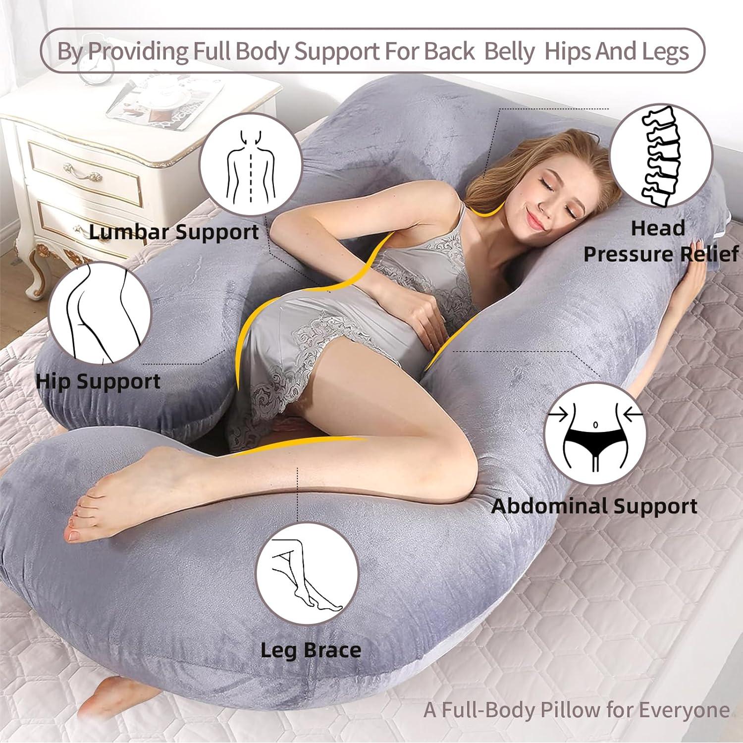 Almohada de Embarazo HychYAYA Forma de U 152 cm Gris