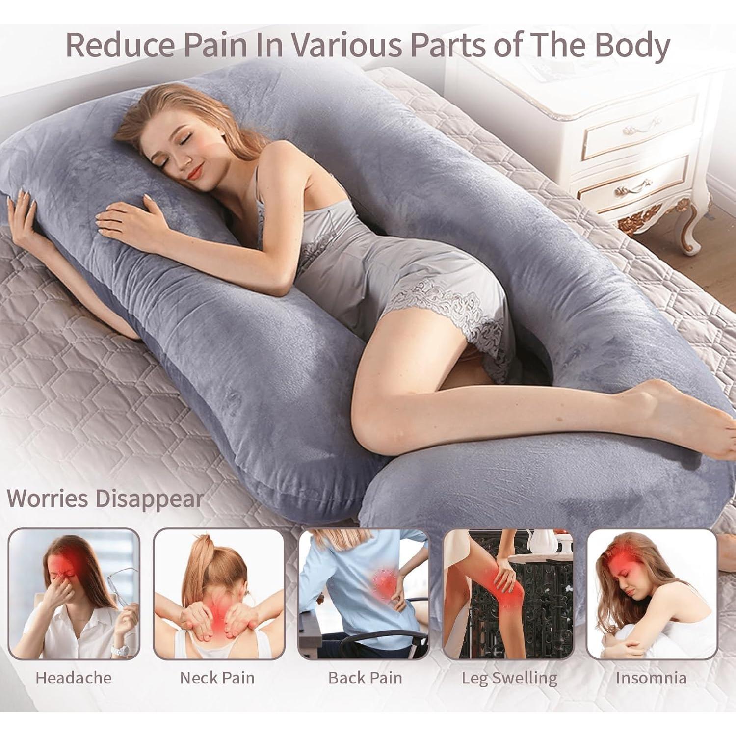 Almohada de Embarazo HychYAYA Forma de U 152 cm Gris