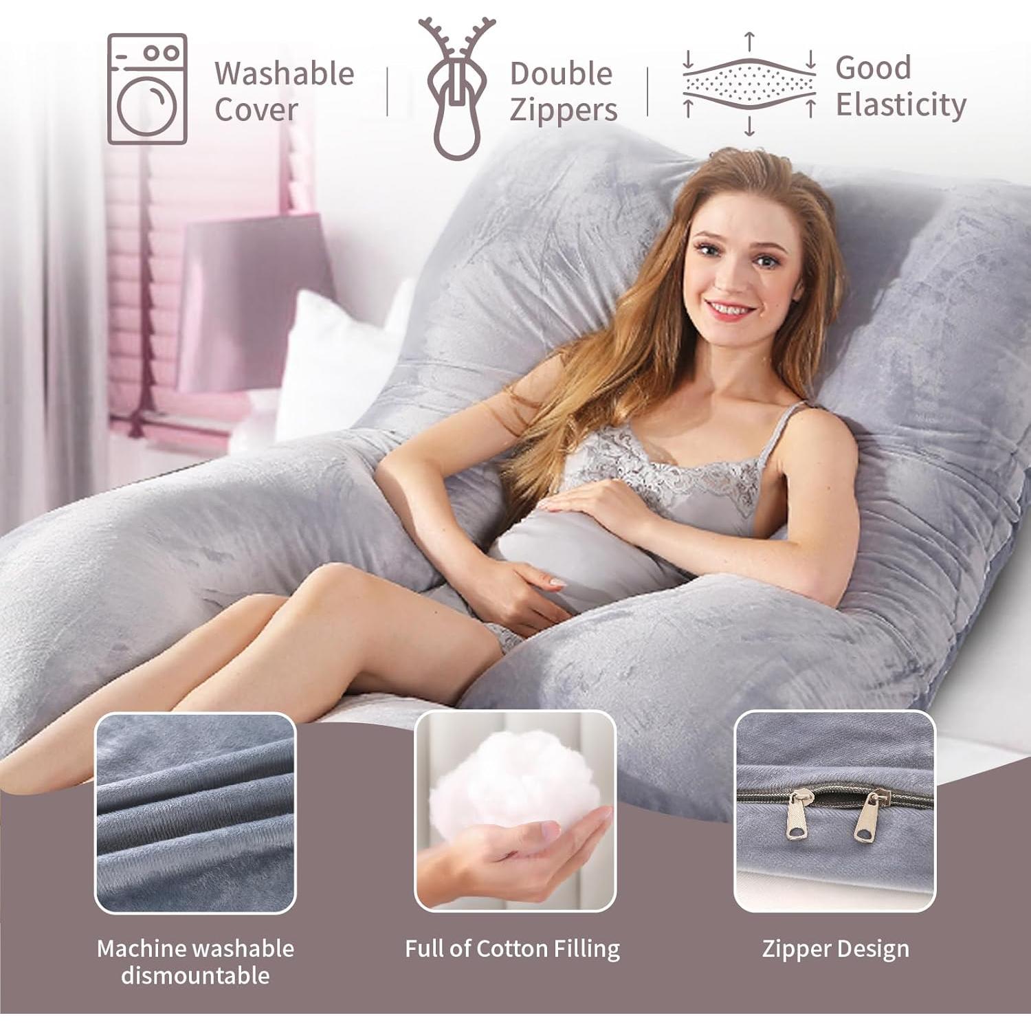 Almohada de Embarazo HychYAYA Forma de U 152 cm Gris