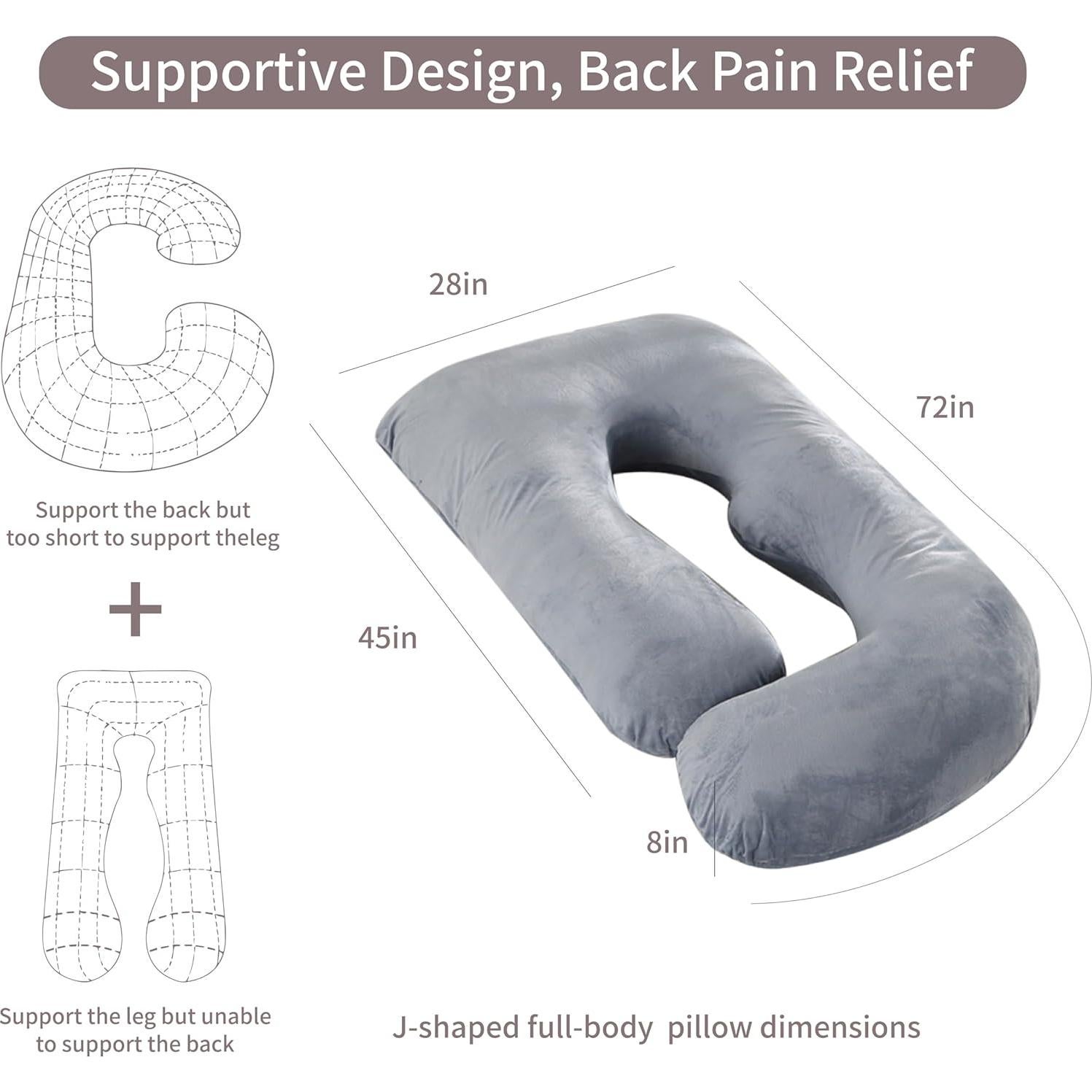 Almohada de Embarazo HychYAYA Forma de U 152 cm Gris