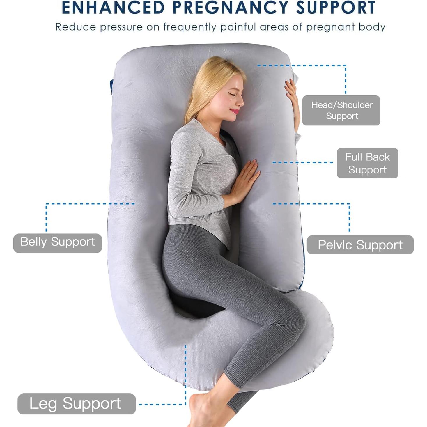 Almohada de Maternidad Cauzyart 144 cm Terciopelo Gris/Azul