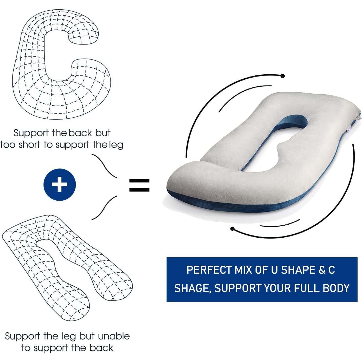 Almohada de Maternidad Cauzyart 144 cm Terciopelo Gris/Azul