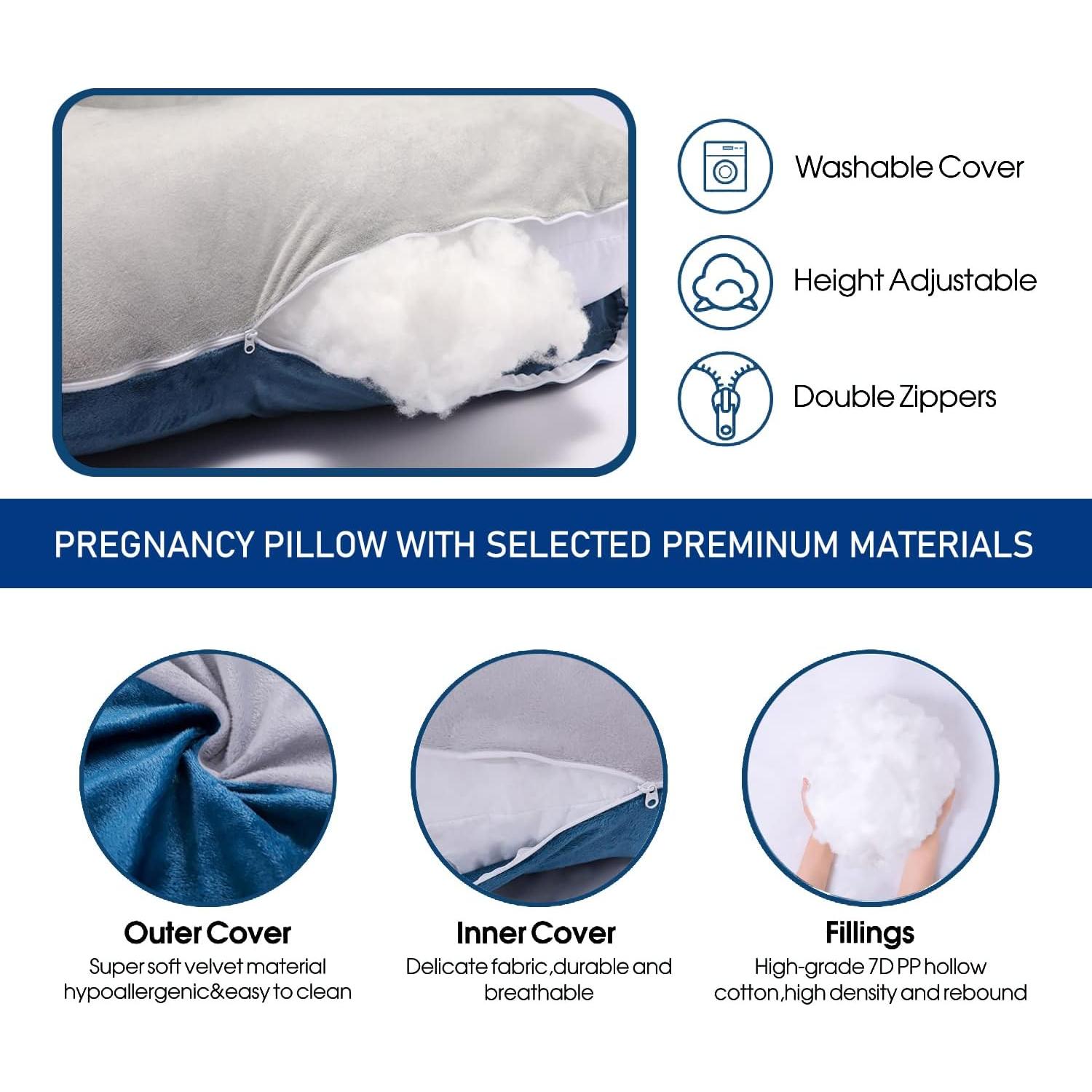 Almohada de Maternidad Cauzyart 144 cm Terciopelo Gris/Azul