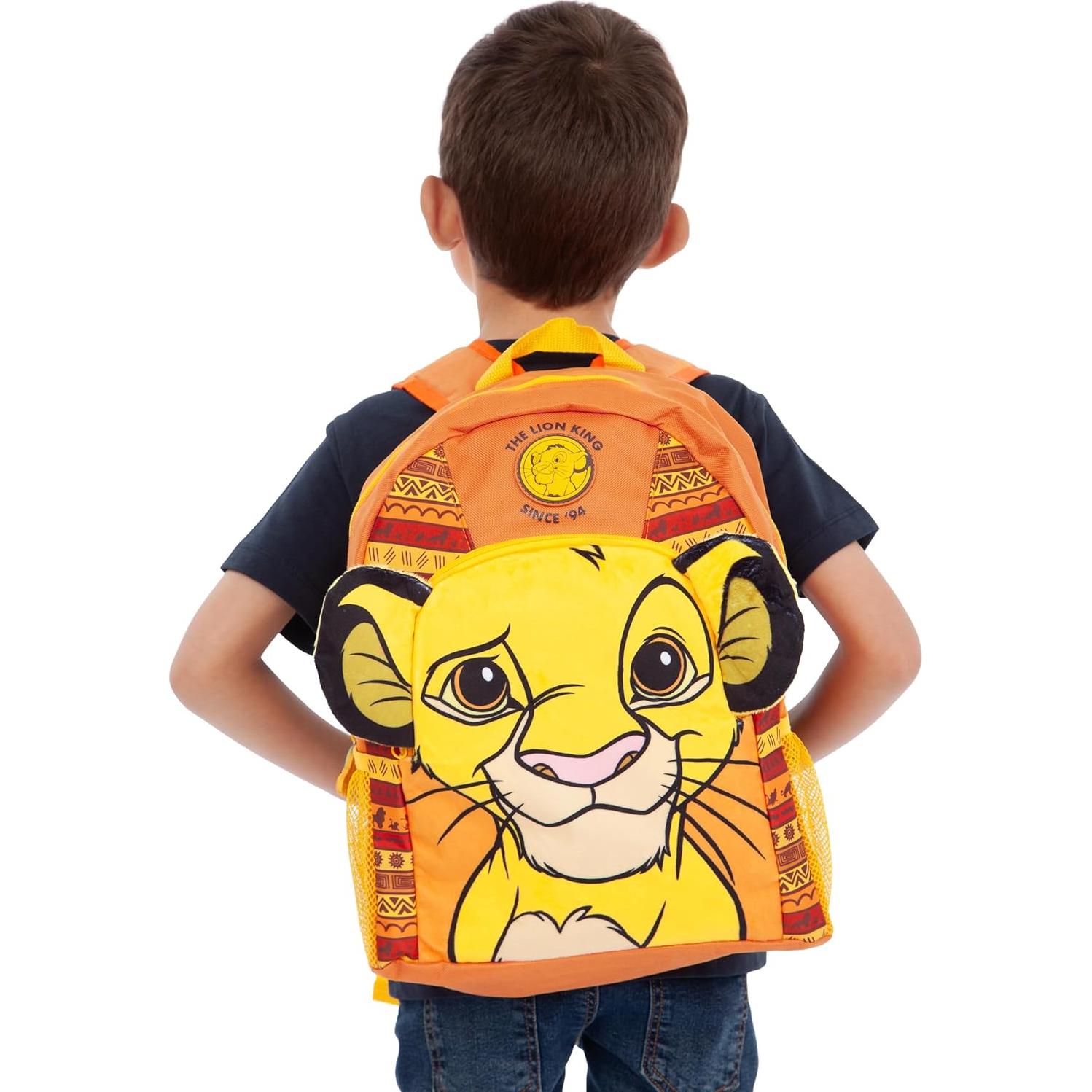Mochila Escolar Disney El Rey León Simba Amarilla 36 cm