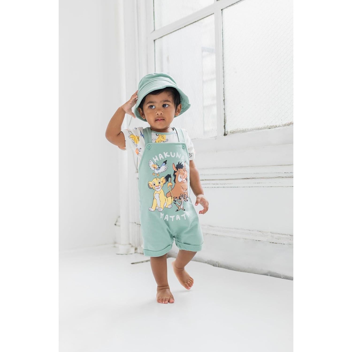 Conjunto 3 Piezas Bebé Disney Mickey Overoles Cortos