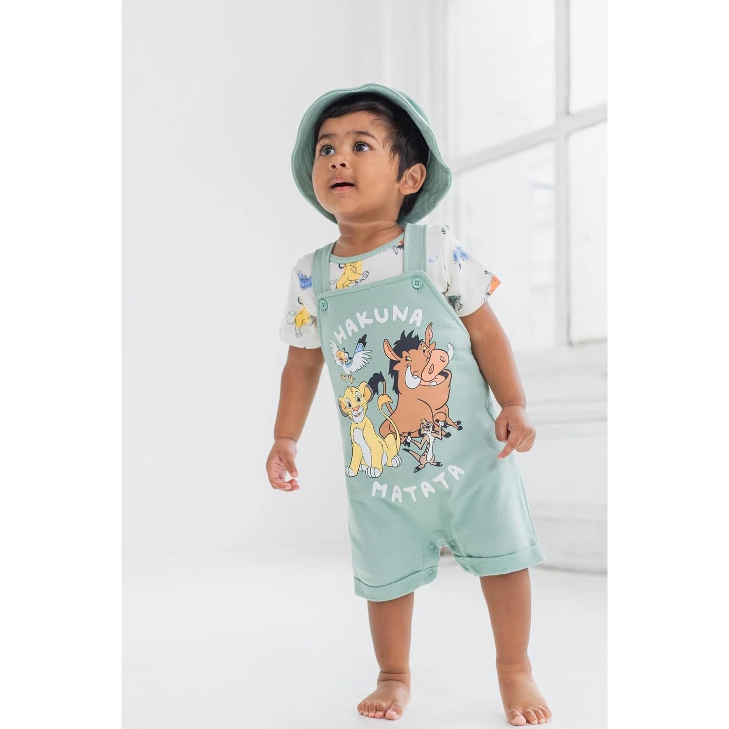 Conjunto 3 Piezas Bebé Disney Mickey Overoles Cortos