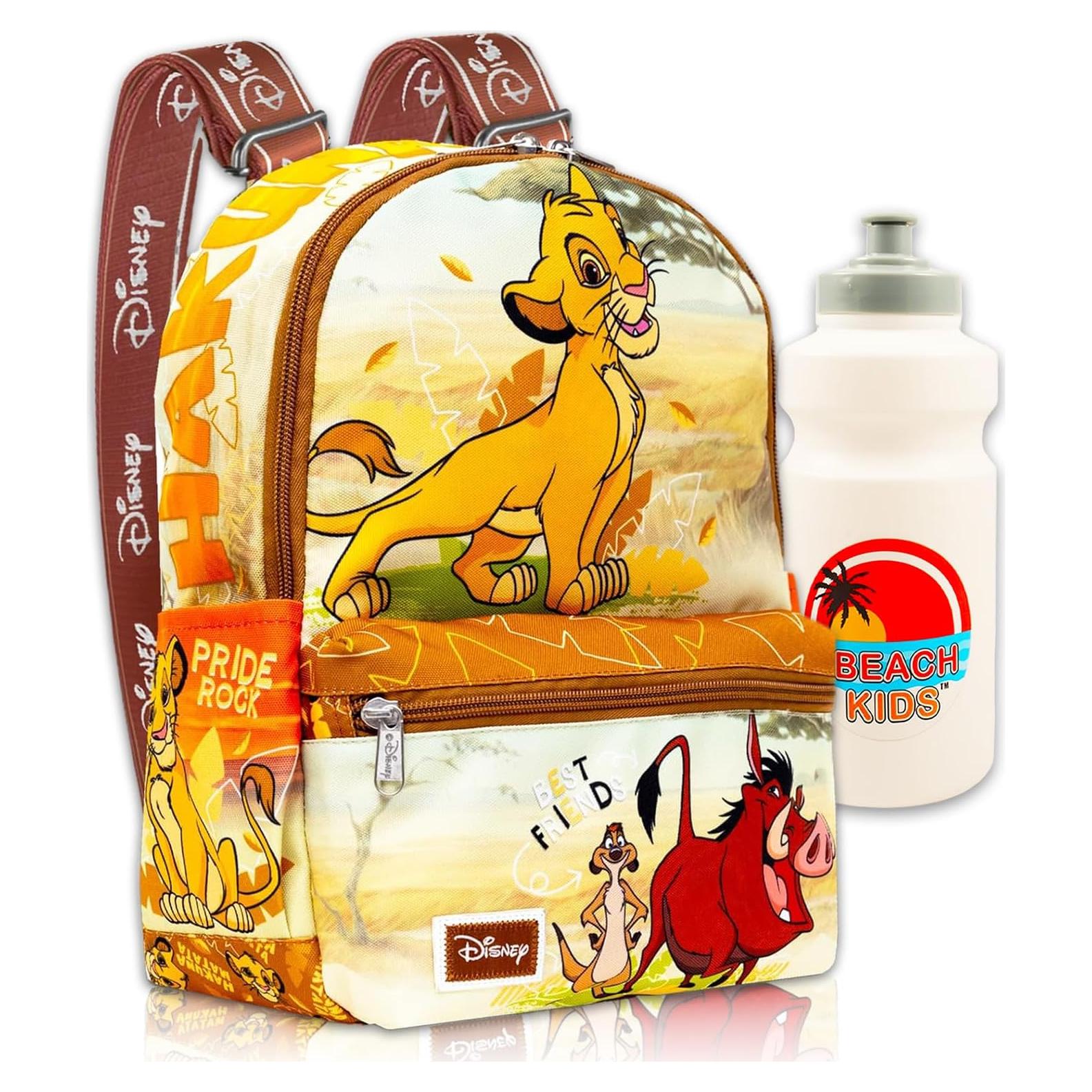 Mochila Escolar Rey León Disney con Botella de Agua 33 cm