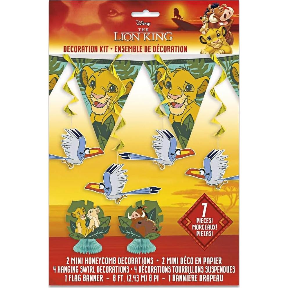 Kit de Decoración Fiesta El Rey León Disney 7 Piezas