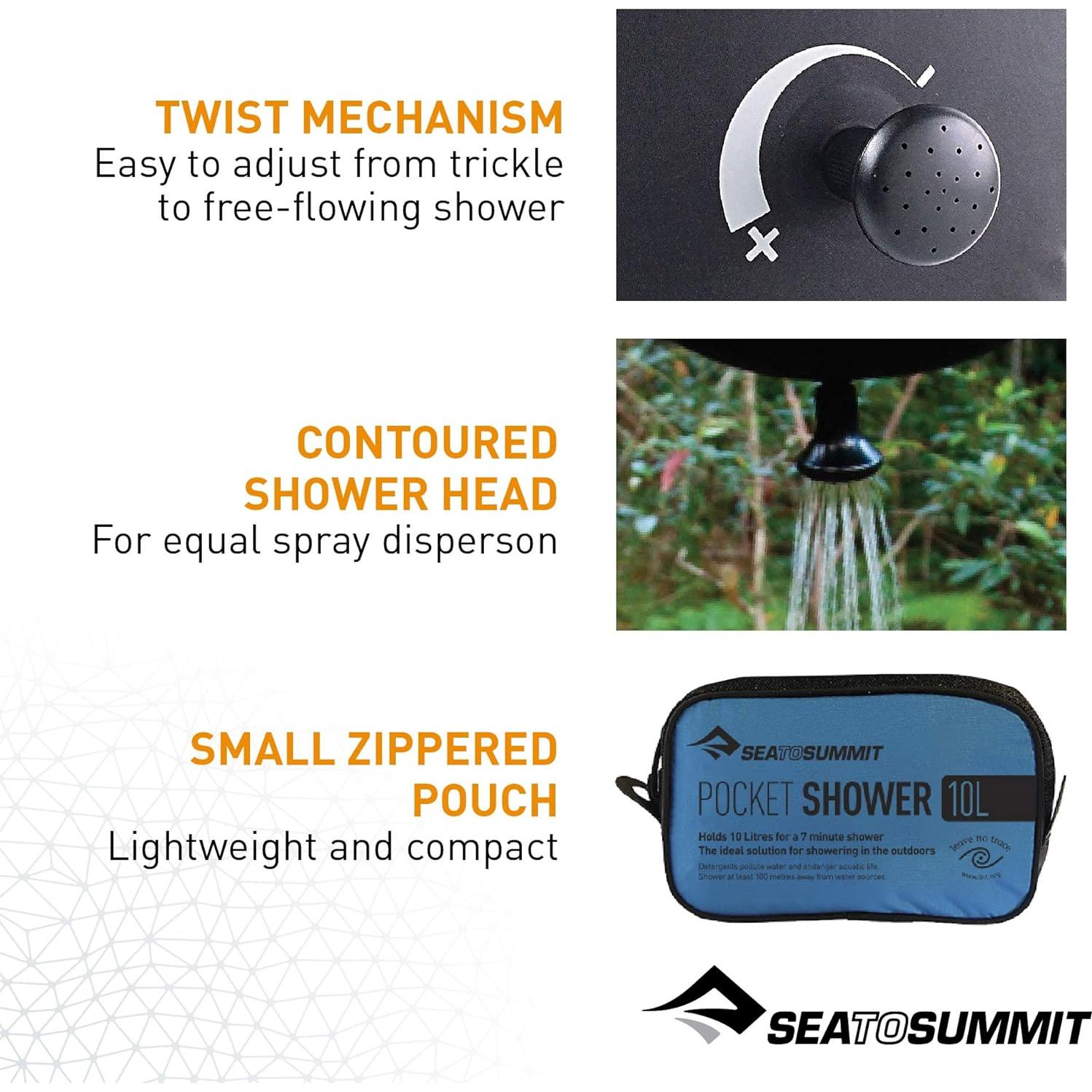 Ducha de bolsillo Sea to Summit 10L Negra para acampar