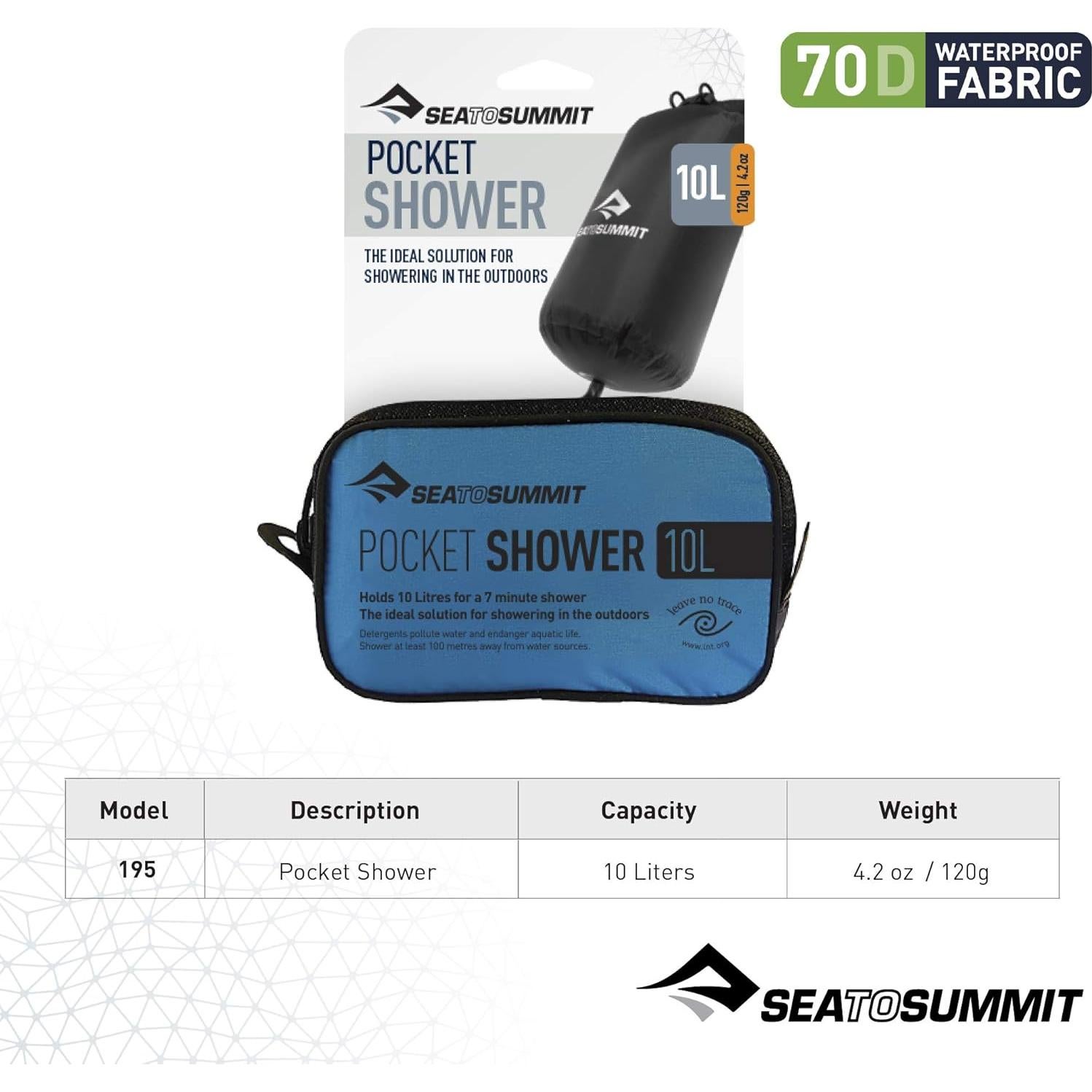 Ducha de bolsillo Sea to Summit 10L Negra para acampar