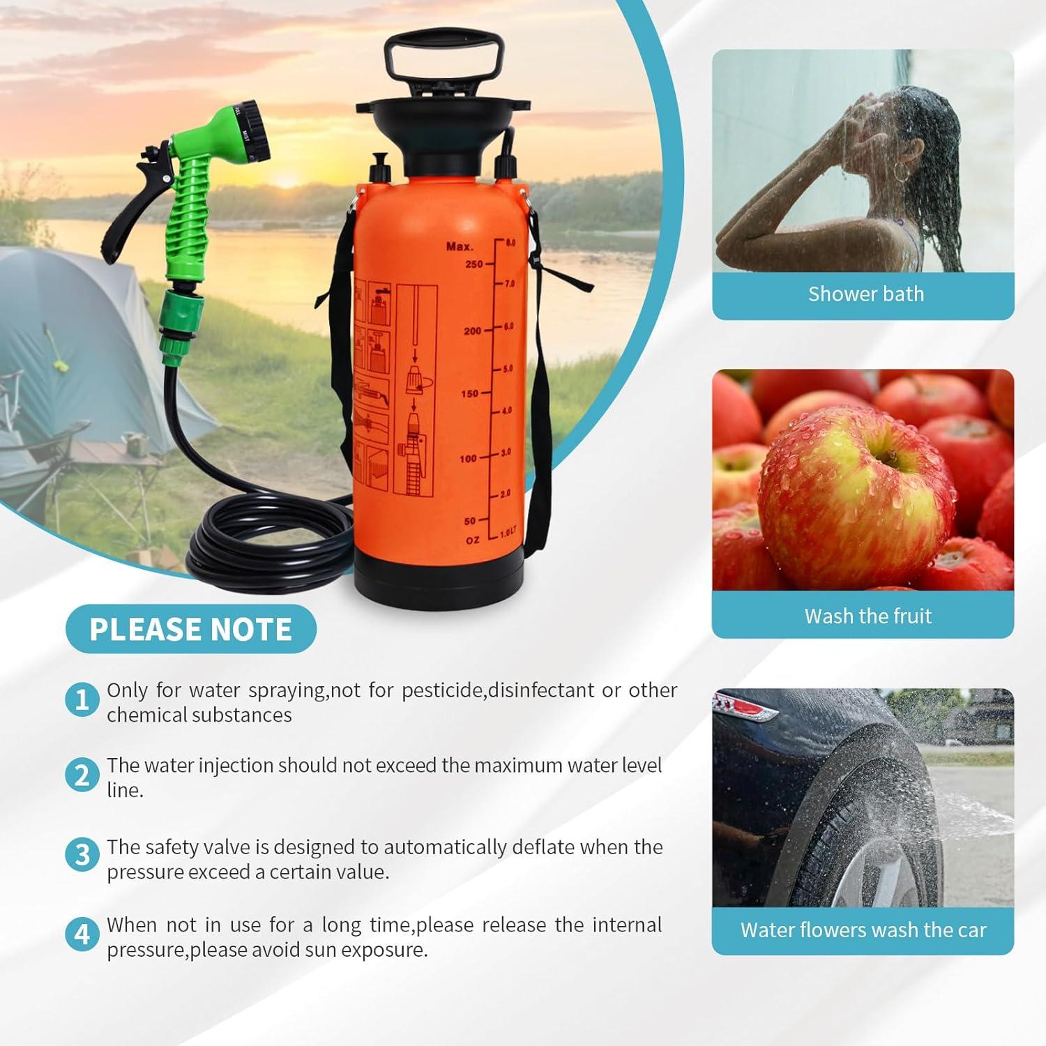 Ducha Portátil JIESIHAO 3L 7 Modos para Camping y Playa