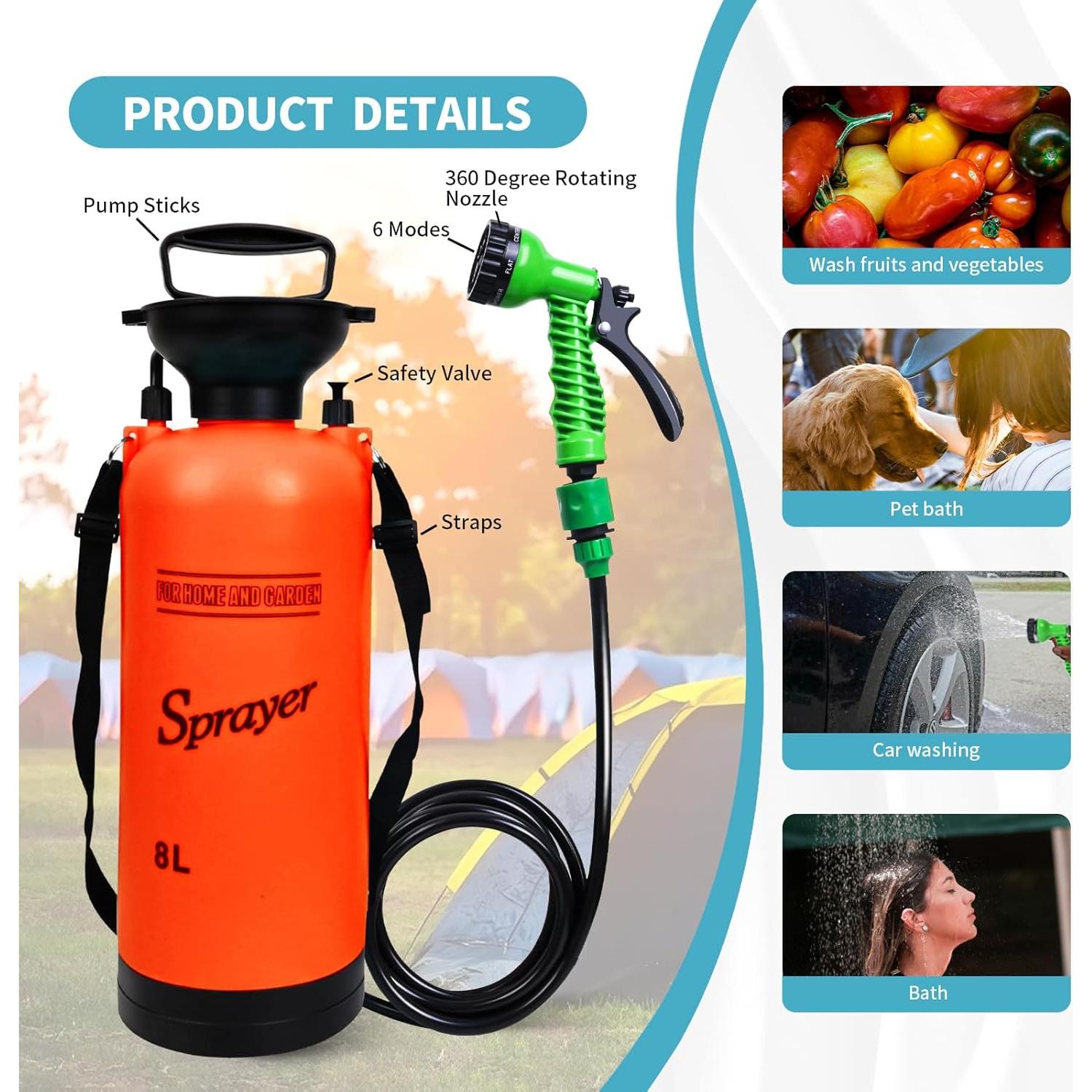 Ducha Portátil JIESIHAO 3L 7 Modos para Camping y Playa