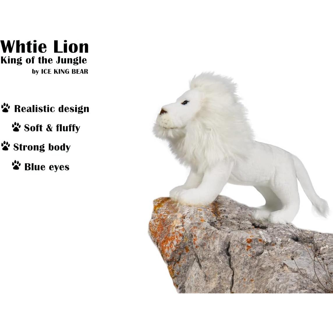 Juguete de Peluche León Blanco Rey de Hielo 40 cm Realista