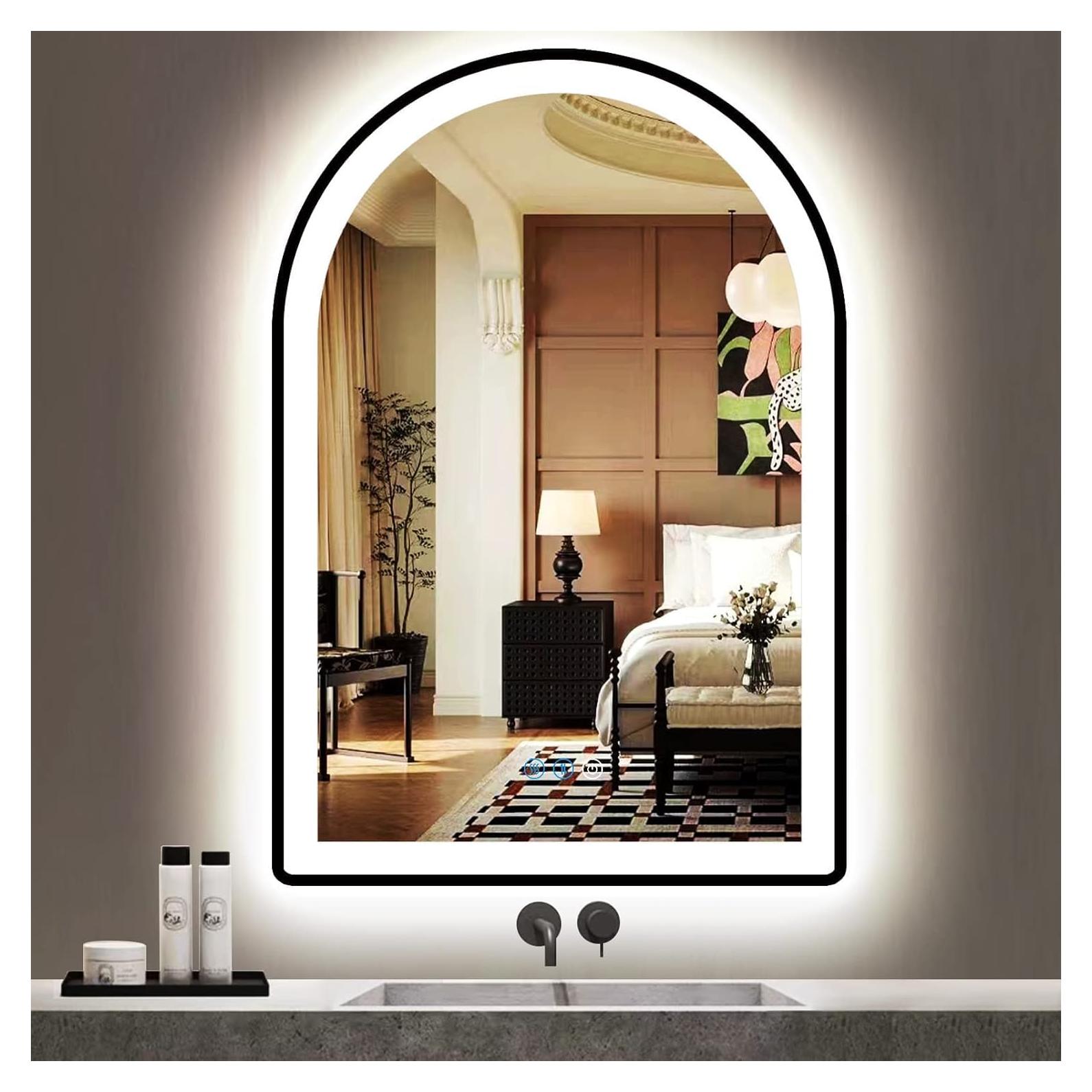 Espejo LED Arqueado DIDIDADA 76x51 cm con Luz Regulable