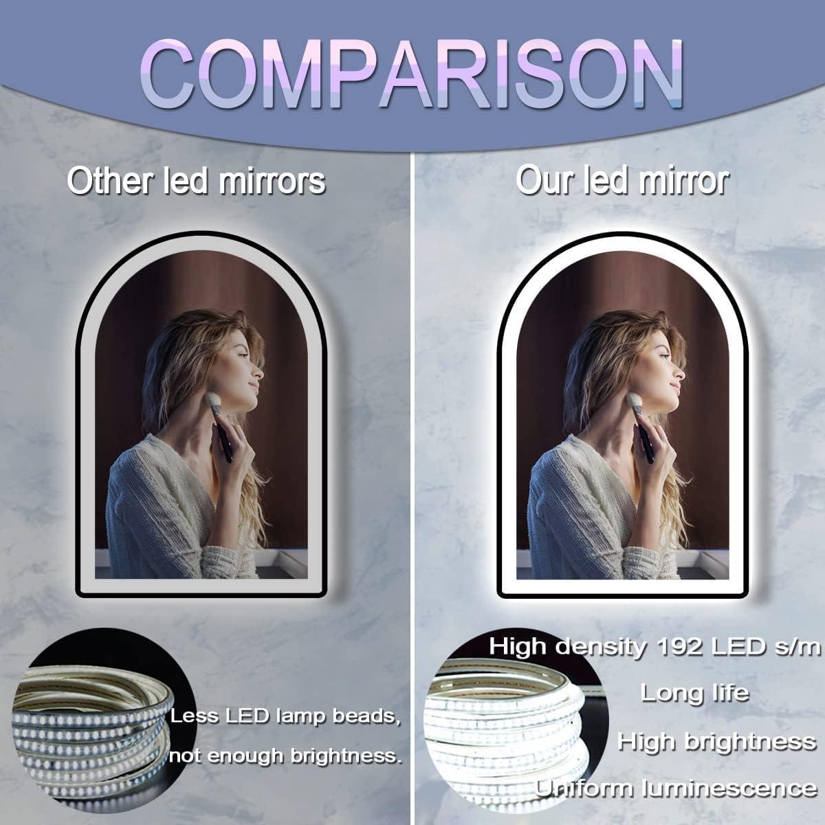 Espejo LED Arqueado DIDIDADA 76x51 cm con Luz Regulable