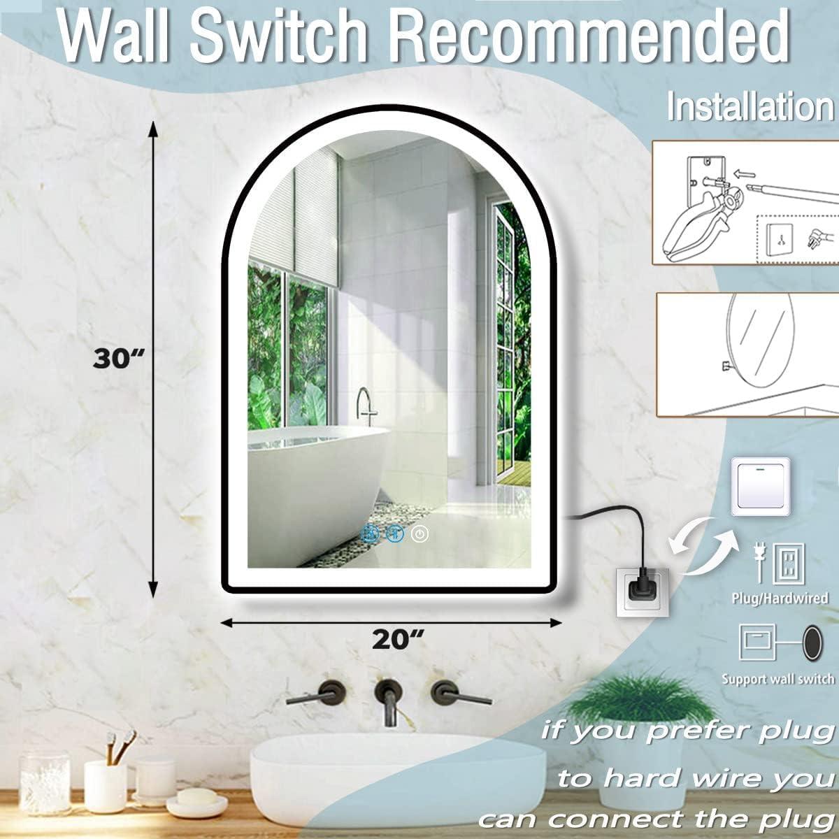 Espejo LED Arqueado DIDIDADA 76x51 cm con Luz Regulable