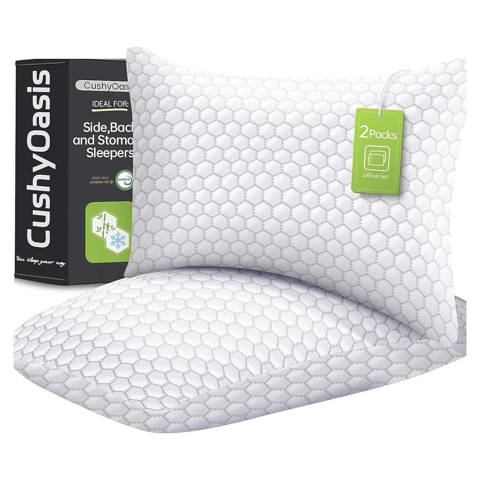 Almohadas de Espuma de Memoria CushyOasis 2 Piezas Queen Gris