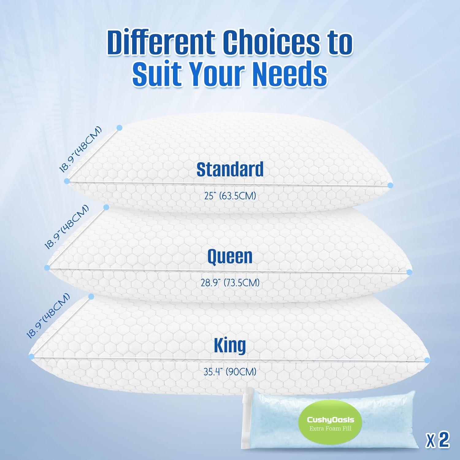 Almohadas de Espuma de Memoria CushyOasis 2 Piezas Queen Gris