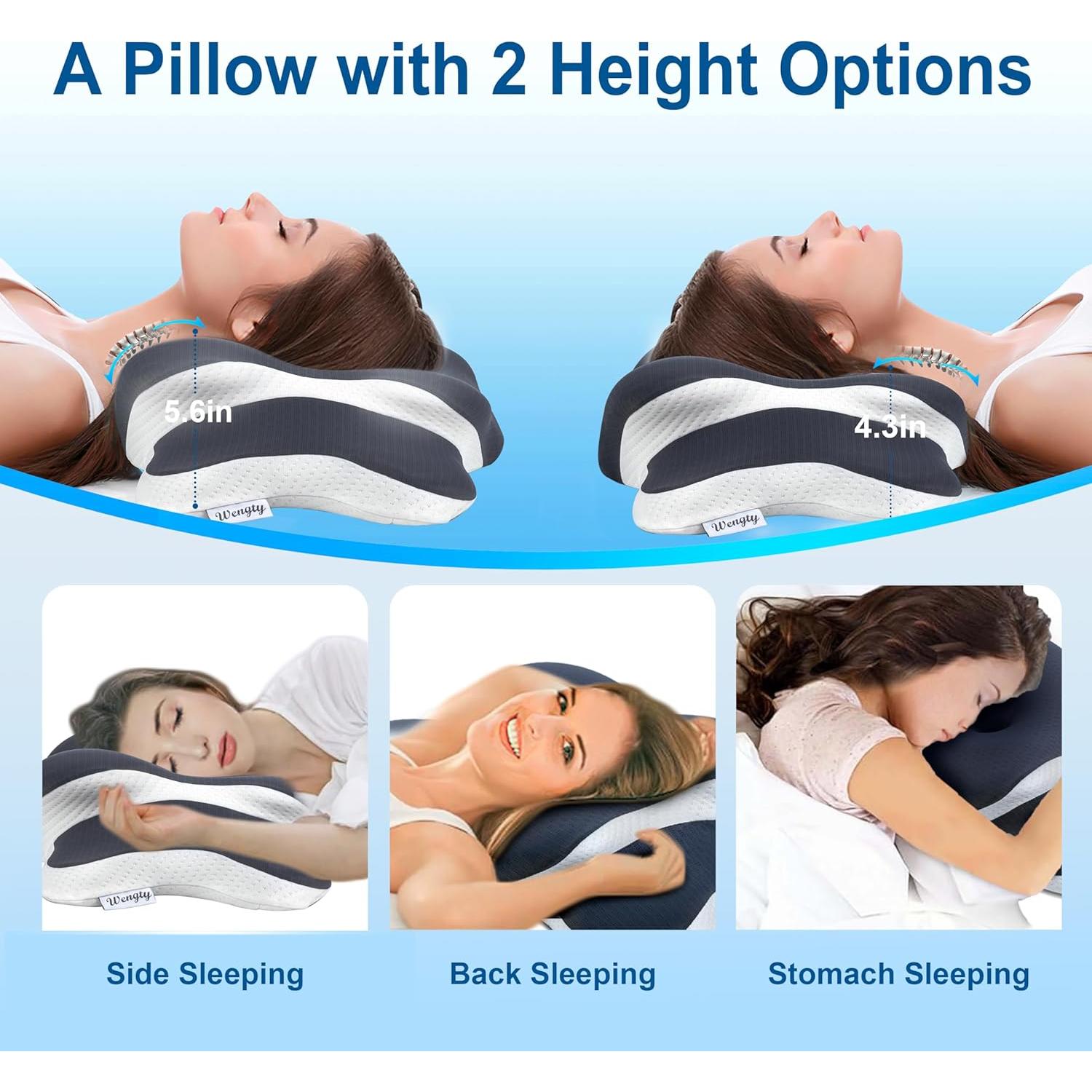 Almohada Ortopédica WENGTY Espuma Memoria 62.5x37 cm Gris