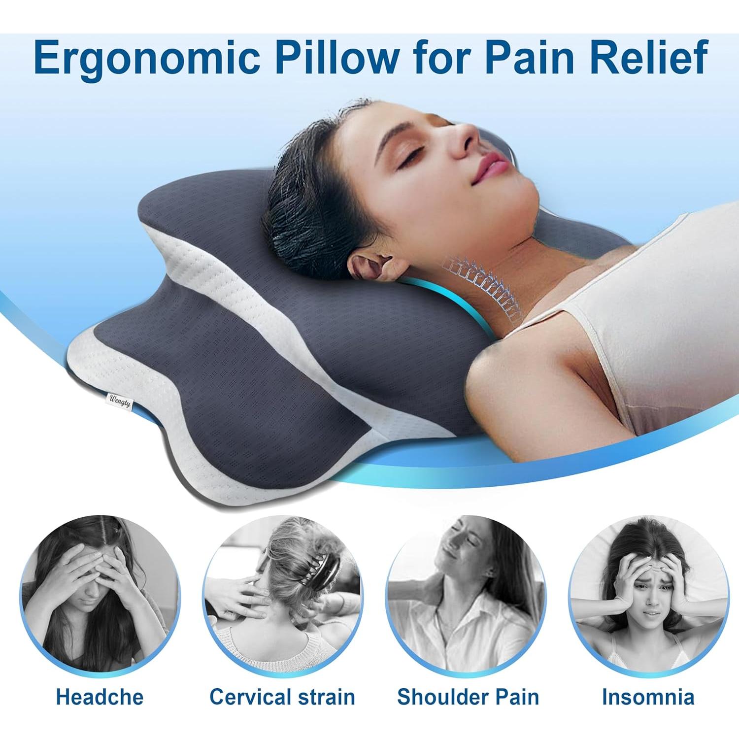 Almohada Ortopédica WENGTY Espuma Memoria 62.5x37 cm Gris