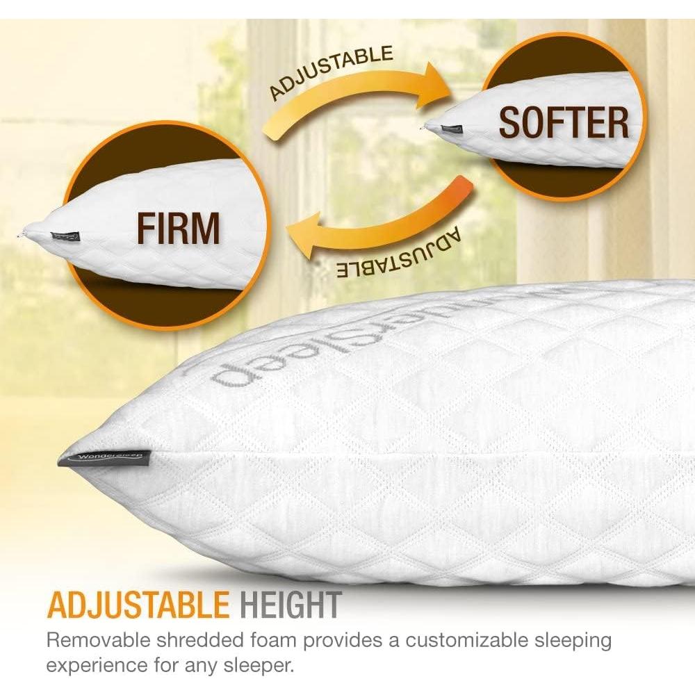 Juego de 2 Almohadas Ajustables WonderSleep Espuma Viscoelástica