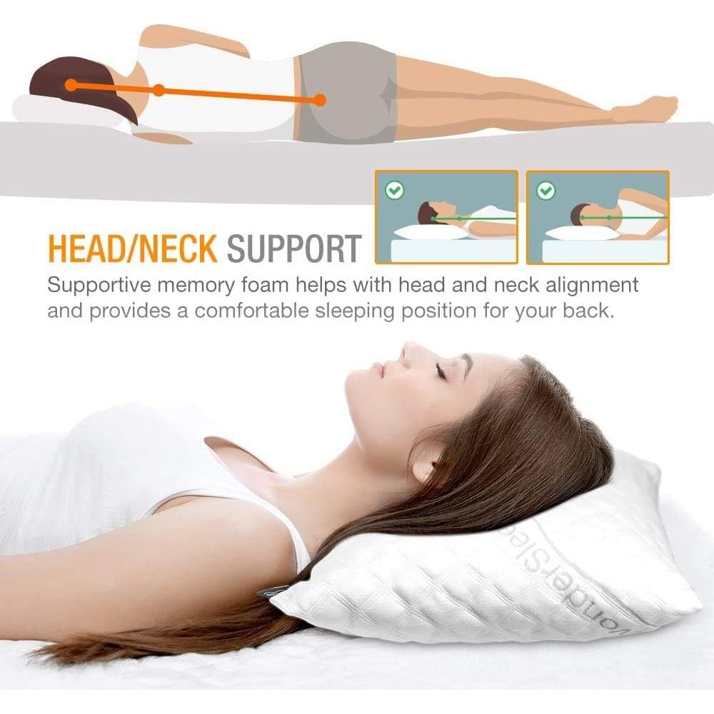 Juego de 2 Almohadas Ajustables WonderSleep Espuma Viscoelástica