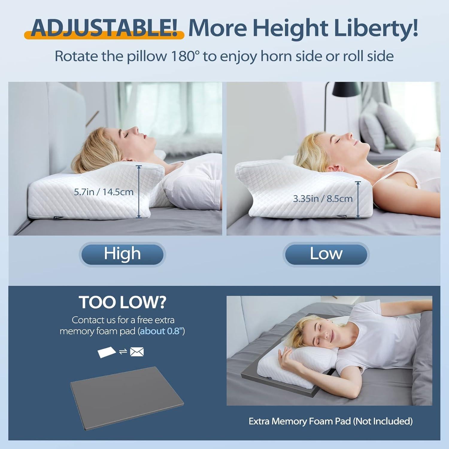 Almohada Cervical HOMCA Espuma Viscoelástica King 69.9x39.9cm