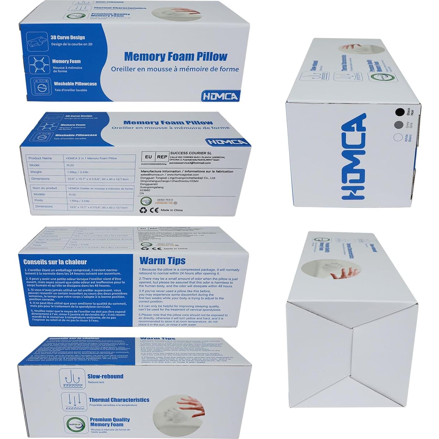 Almohada Cervical HOMCA Espuma Viscoelástica King 69.9x39.9cm