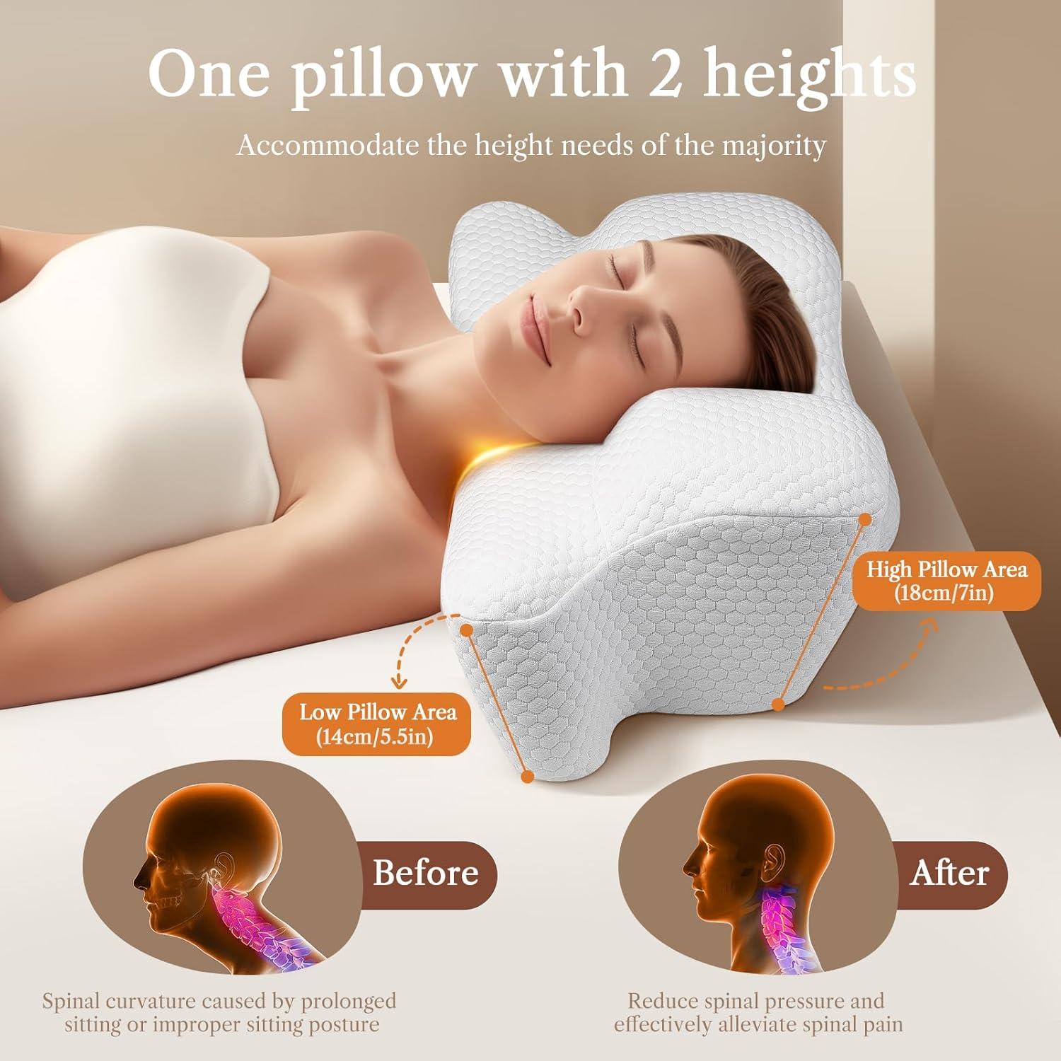 Almohada Cervical Benazcap Espuma de Memoria 55.88x33.02cm Blanca