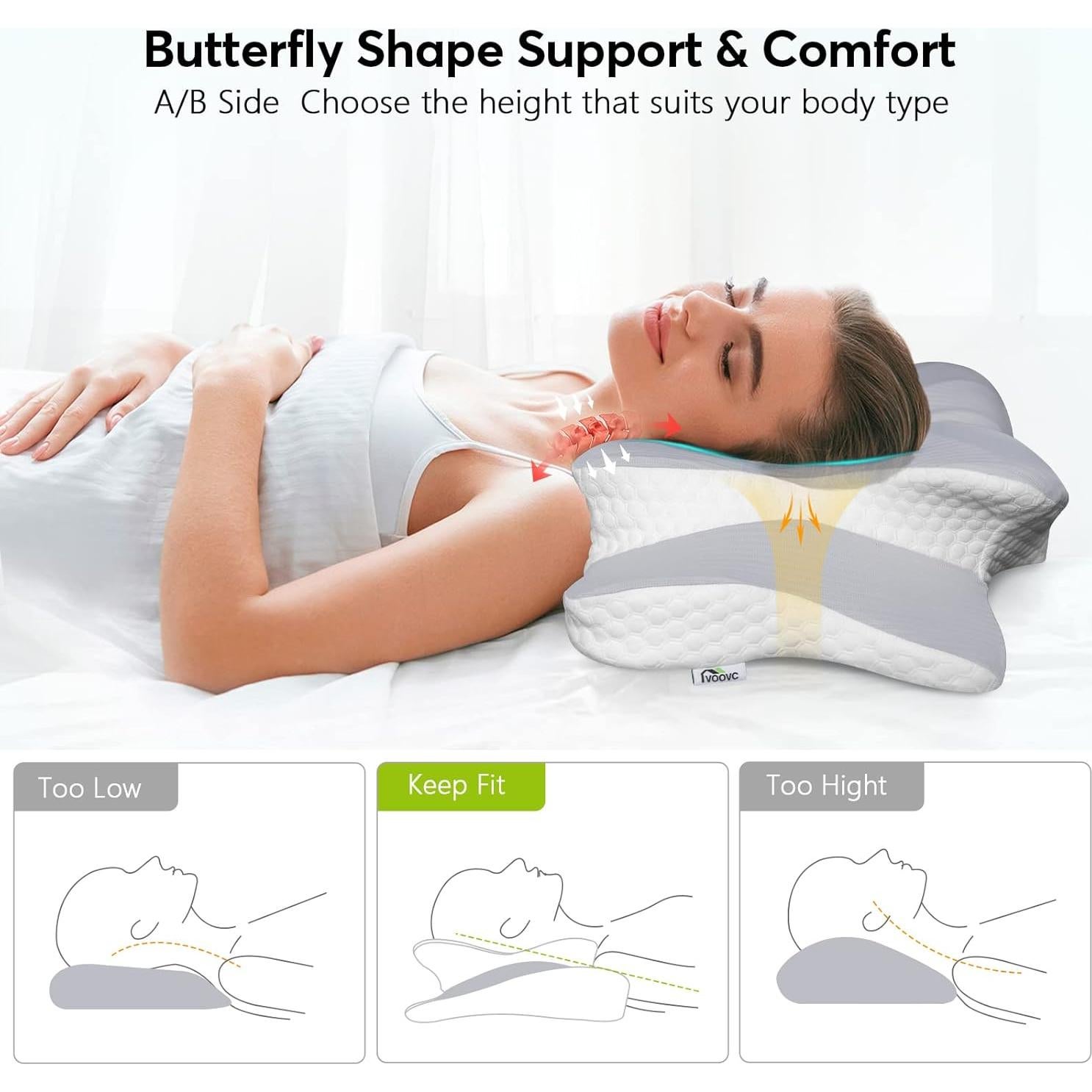 Almohada Cervical Voovc Ergonomica Espuma Viscoelástica 60D