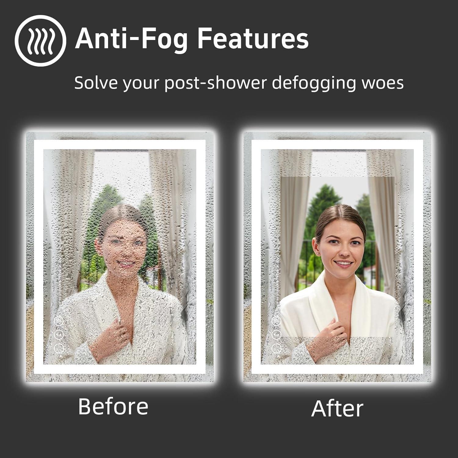 Espejo de Baño LED Miskerm 91x61 cm Anti-vaho Regulable