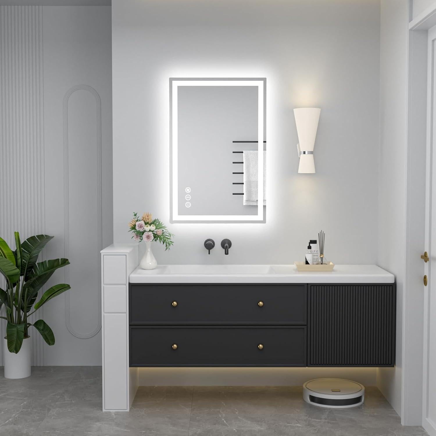 Espejo de Baño LED Miskerm 91x61 cm Anti-vaho Regulable