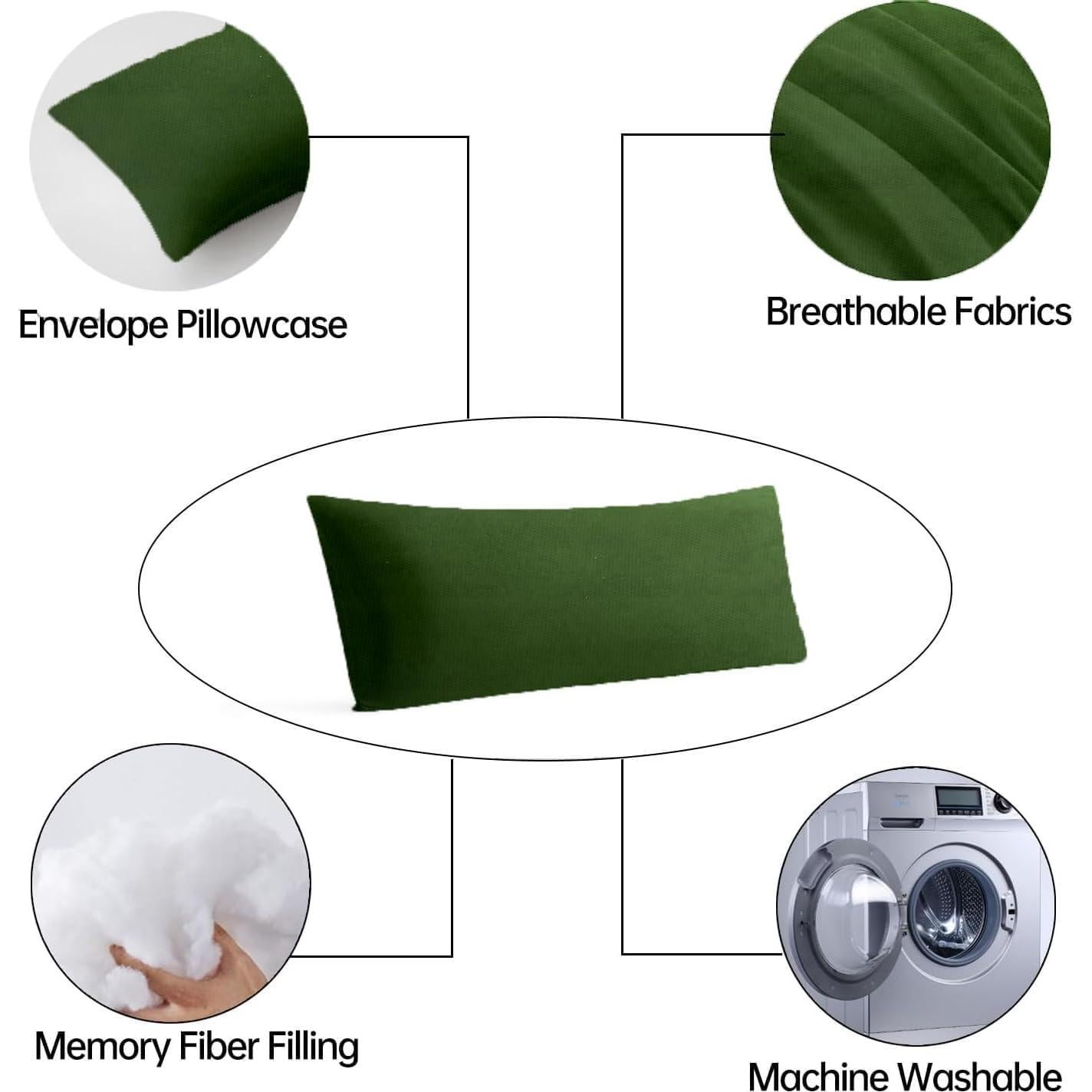 Cojín Corporal BedTreat Verde 50,8x137,2 cm Lavable