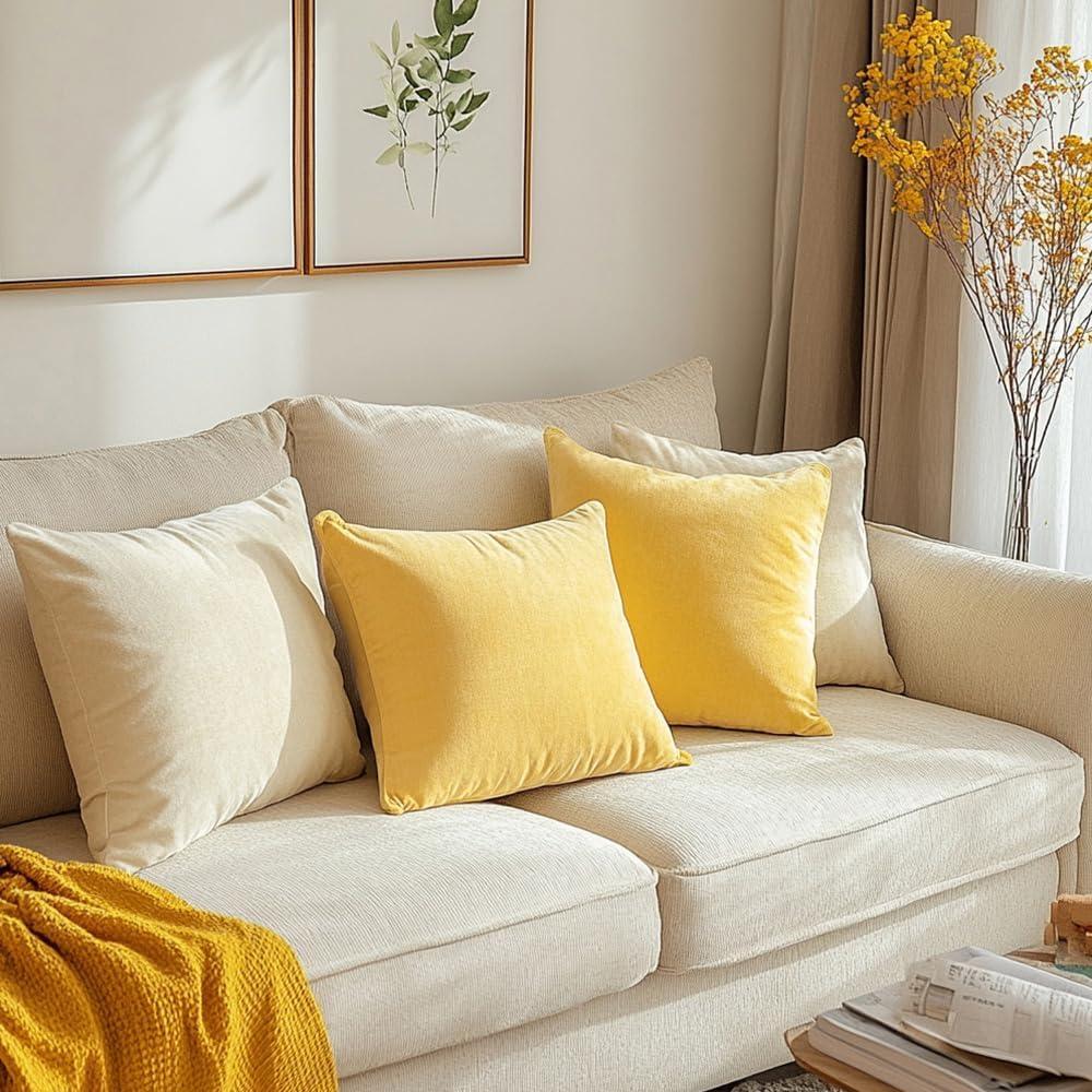 Fundas de Cojín Cuadradas Amarillas 61x61 cm Juego de 2 QUORGVES