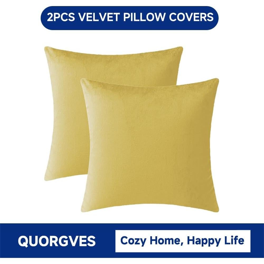 Fundas de Cojín Cuadradas Amarillas 61x61 cm Juego de 2 QUORGVES