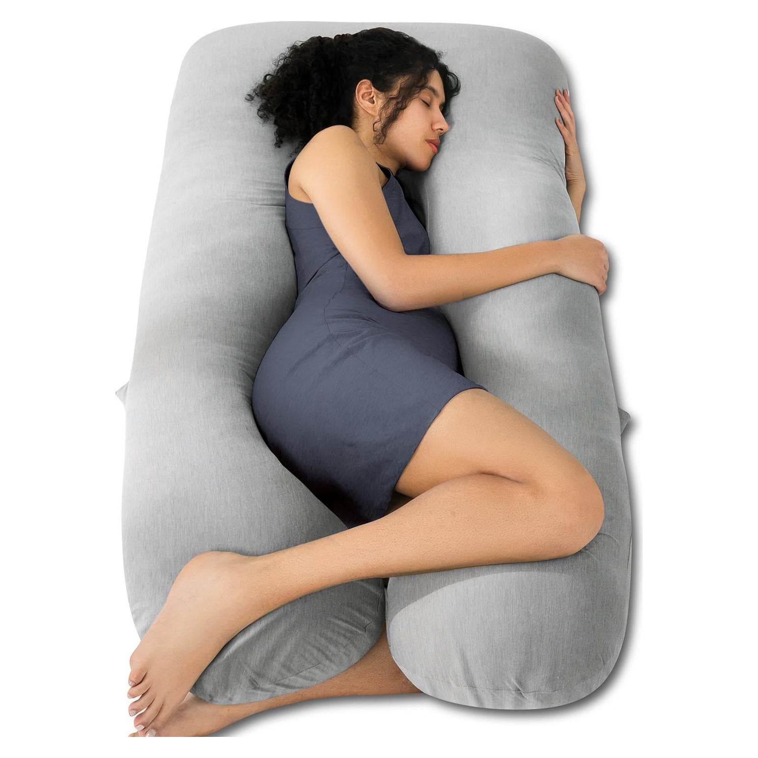 Almohada de Embarazo QUEEN ROSE 139,7 cm Gris con Funda de Seda